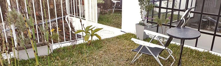 Terraza verde en casa Araoz